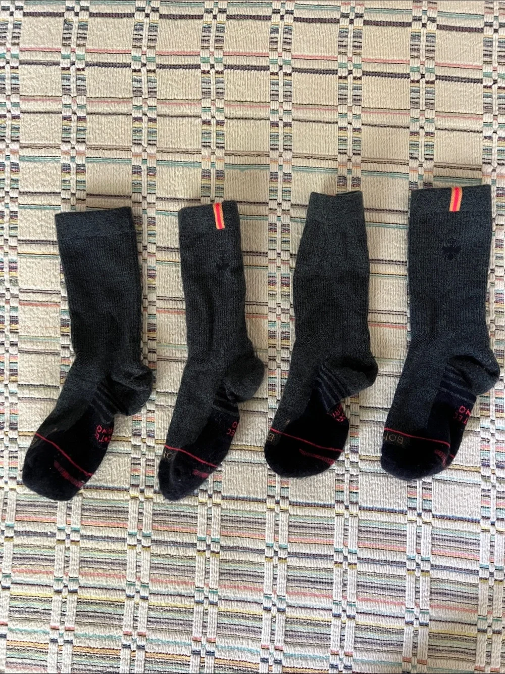 2x  Bombas Blue and Pink Merino Wool Calf-length Socks (Size Small)